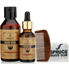 Beard Care Bundle | Oil, Wash, Comb, Towel | Cedarwood & Mandarin - SpruceShaveClub