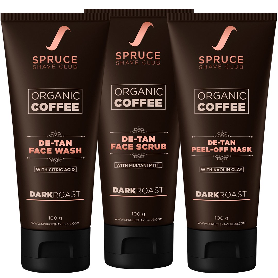 Organic Coffee De Tan Trio | Face Wash, Face Scrub, Peel Off Mask - SpruceShaveClub