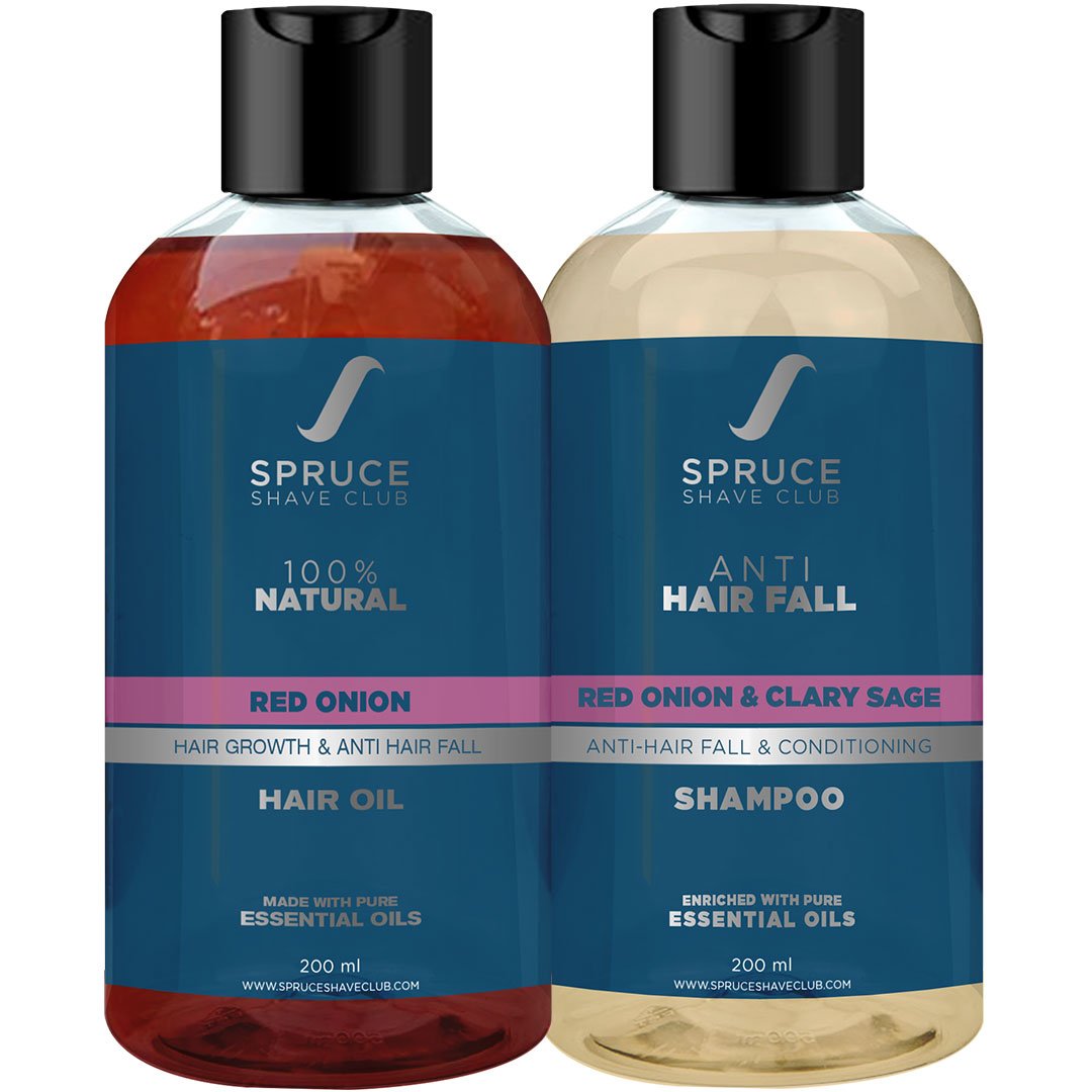 Anti Hair Fall Duo | Red Onion Hair Oil & Shampoo - SpruceShaveClub